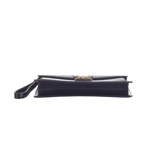 421 - Louis Vuitton, a black epi Pochette Sellier Dragonne clutch, featuring a black textured epi leather ... 