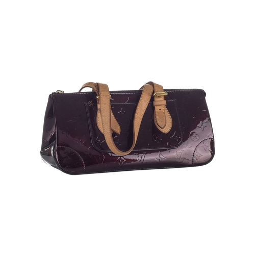 422 - Louis Vuitton, an amarante vernis Rosewood Avenue handbag, featuring a dark plum patent leather logo... 