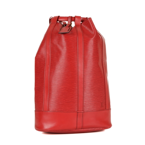 430 - Louis Vuitton, a red epi Randonnee GM handbag, featuring a textured red epi leather exterior and smo... 