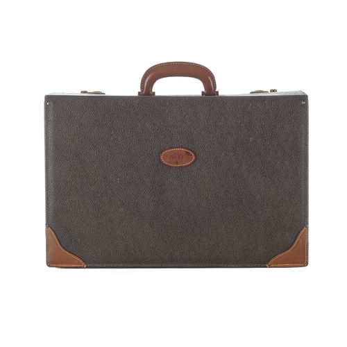 457 - Mulberry, a large vintage Scotchgrain briefcase, designed with a solid frame, featuring the maker's ... 