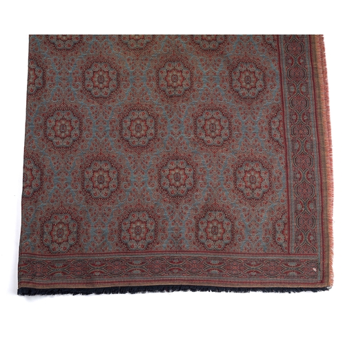 459 - Mulberry, a wool/cotton throw, with fringed trim, measuring 150 by 220cm