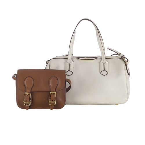 466 - Lauren Ralph Lauren, two leather handbags, to include a cream leather Boston bag, with thin leather ... 