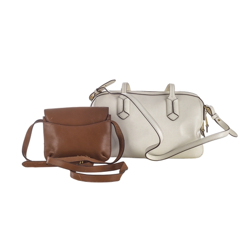 466 - Lauren Ralph Lauren, two leather handbags, to include a cream leather Boston bag, with thin leather ... 