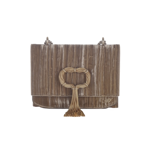 469 - Roger Vivier, a velvet Club Chain Tassel evening bag, featuring a soft crinkled velvet exterior, wit... 