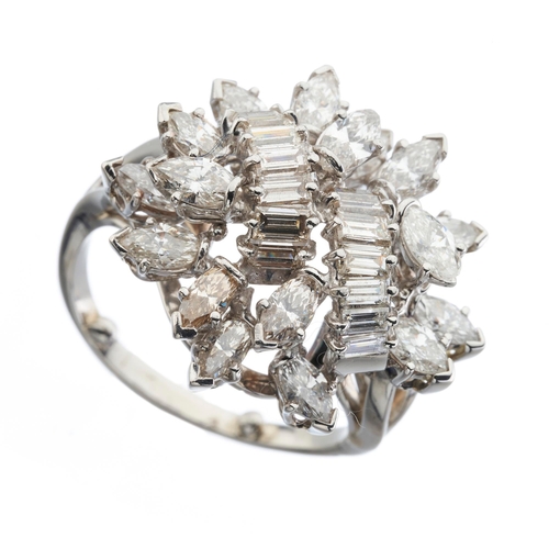 47 - An 18ct gold vari-cut diamond cluster dress ring, estimated total diamond weight 5ct, predominantly ... 