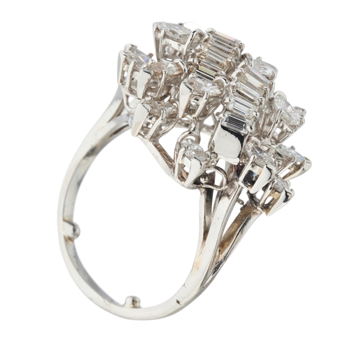 47 - An 18ct gold vari-cut diamond cluster dress ring, estimated total diamond weight 5ct, predominantly ... 