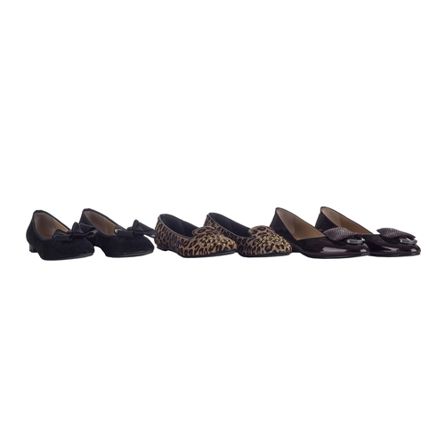 473 - Russell & Bromley, three pairs of shoes, to include a pair of patent leather Knockout pumps, a pair ... 