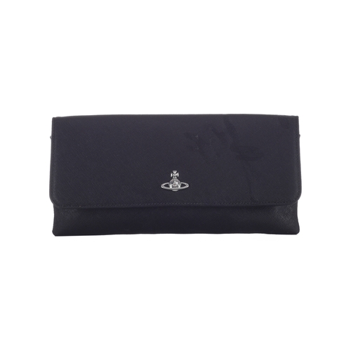 484 - Vivienne Westwood, a Victoria clutch bag, crafted from black saffiano leather, featuring the maker's... 