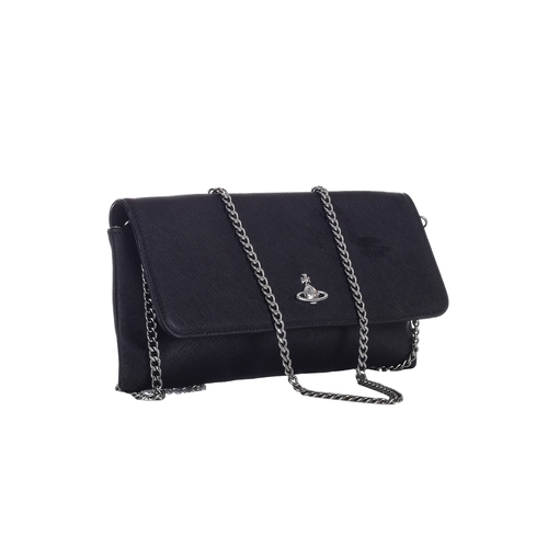 484 - Vivienne Westwood, a Victoria clutch bag, crafted from black saffiano leather, featuring the maker's... 