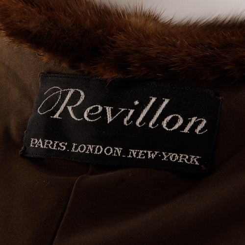 523 - Revillon, a knee-length ranch mink swing coat, featuring a short collar with large button detail, wi... 