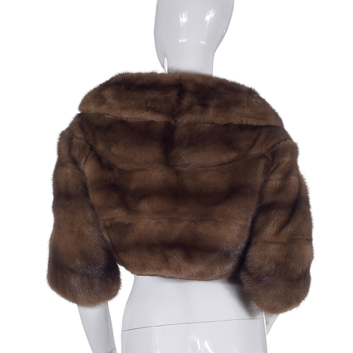 531 - A ranch mink bolero and stole, the bolero designed with a lapel collar, cropped sleeves and hook and... 