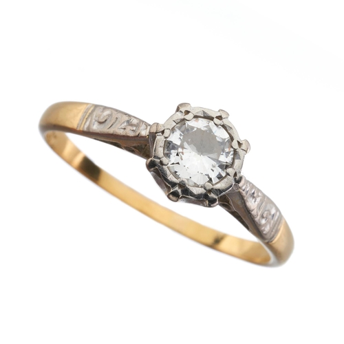 84 - A mid 20th century 18ct gold and platinum, circular-cut diamond single-stone ring, diamond estimated... 