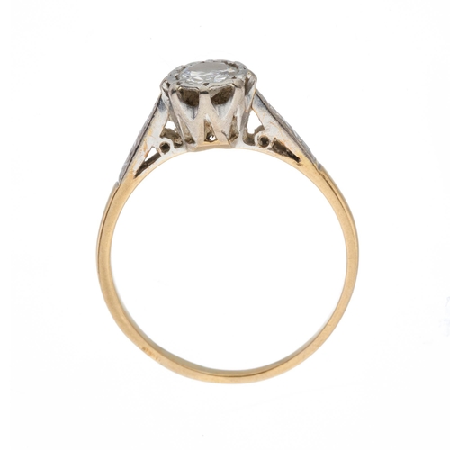 84 - A mid 20th century 18ct gold and platinum, circular-cut diamond single-stone ring, diamond estimated... 