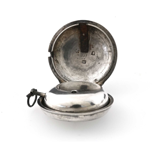 104 - James Chater, London, a silver pair case pocket watch, case maker's mark D.P, hallmarks for London 1... 