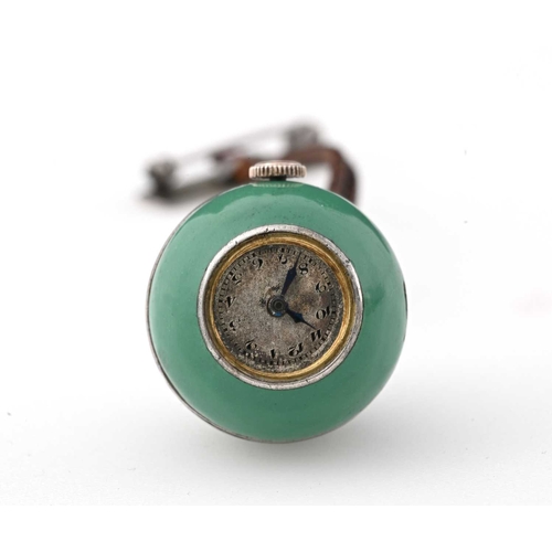 106 - Didisheim Goldschmidt, a silver-gilt and enamelled ball pendant watch, case number 8894, inside mark... 