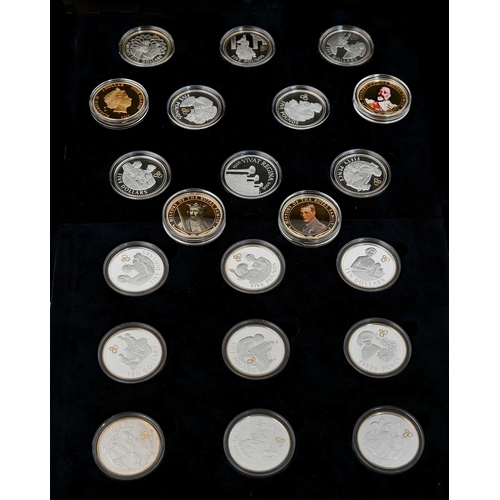 121 - A large collection of silver proof coins, Britannia mint commemorative crowns etc. original boxes an... 