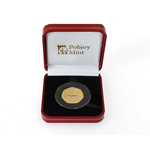 123 - D Day commemorative gold proof 50 pence coin, 2019, in box