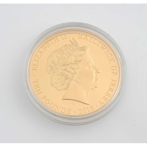 123A - An Elizabeth II gold proof Jersey Ten Pound coin, 2018, Remembrance Poppy Coin, number 10 of an edit... 