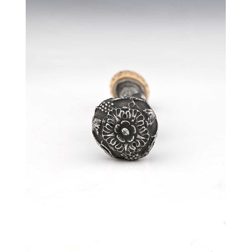 133 - A late 19th Century Continental white metal Art Nouveau hand seal, with ivory intaglio and carved ma... 