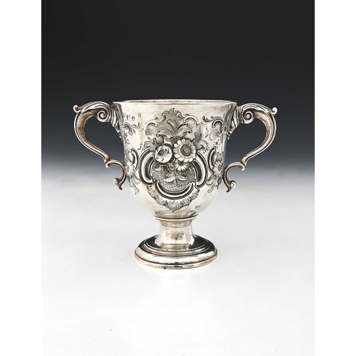 145 - Ireland, an eighteenth-century Irish silver two-handled cup, the body initialled 