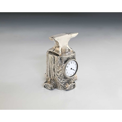 147 - A late Victorian novelty silver timepiece, in the naturalistic style, modelled in the form of an anv... 