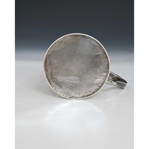 157 - A George III English provincial silver mug, of tapered cylindrical form, decorated with coopered ban... 