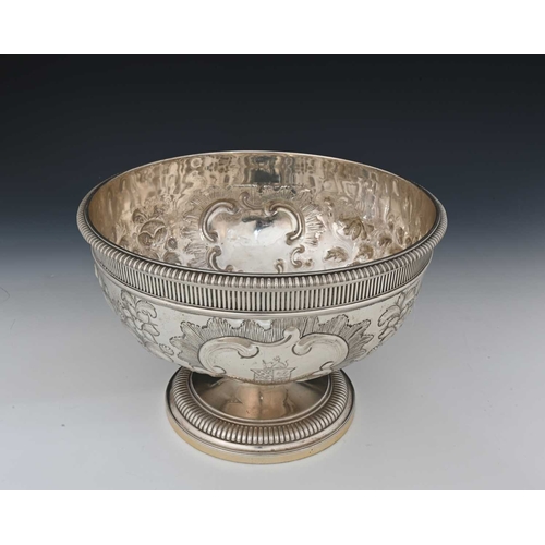 186 - Paul Storr, a George III silver punch bowl, the body with dentil border, and gadroon edge rim, atop ... 