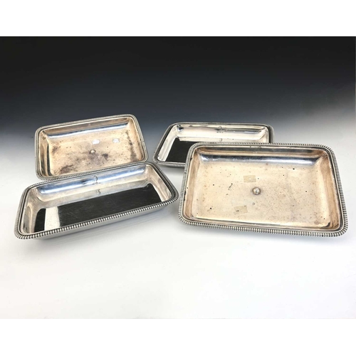 187 - Paul Storr, a pair of George III Regency silver entree dishes and covers, of rectangular form, with ... 