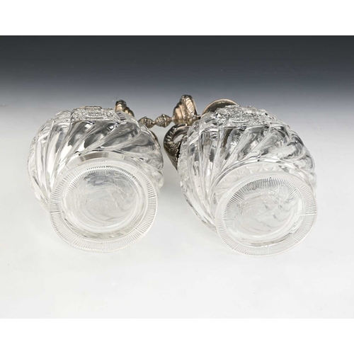 189 - A pair of Victorian silver mounted and cut glass claret jugs, Mappin Brothers, London 1898, the ovoi... 