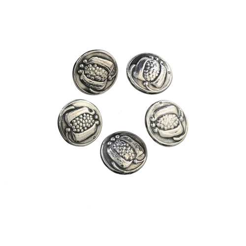 209 - Archibald Knox for Liberty and Co., a set of Cymric Arts and Crafts silver buttons, Birmingham 1902,... 