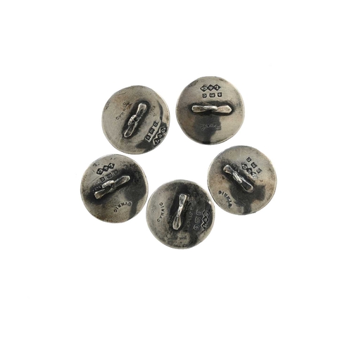 209 - Archibald Knox for Liberty and Co., a set of Cymric Arts and Crafts silver buttons, Birmingham 1902,... 