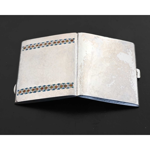 216 - Bernard Cuzner for Liberty and Co., an Arts and Crafts silver and enamelled cigarette case, Birmingh... 