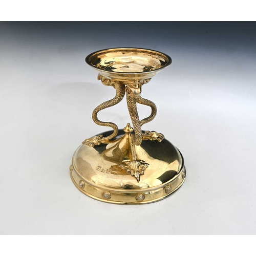 218 - A Scottish Arts and Crafts silver gilt tazza, Philip Hanson Abbot, Glasgow 1908, the ogee bowl embos... 