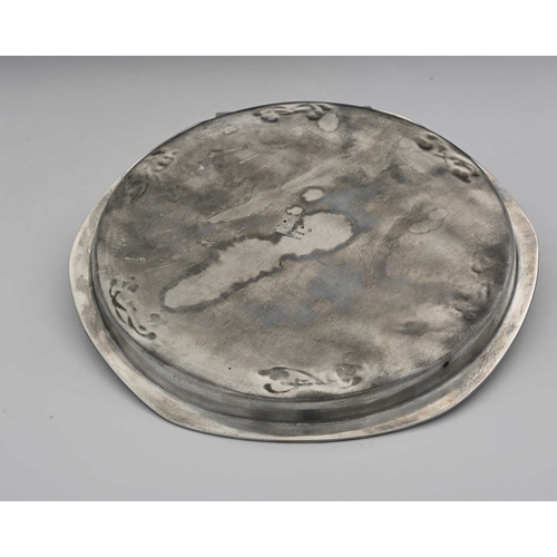 249 - Archibald Knox for Liberty and Co., a Tudric Arts and Crafts pewter tray, model 0716, hexagonal rimm... 