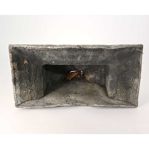 254 - A George I cast lead rain hopper, dated 1718, plane cornice, 33cm high, 42cm wide 23cm deep