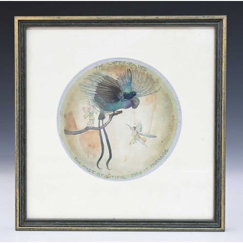 271 - An Arts & Crafts painted silk roundel, 'The Water Babies', 13.5cm diameter, framed