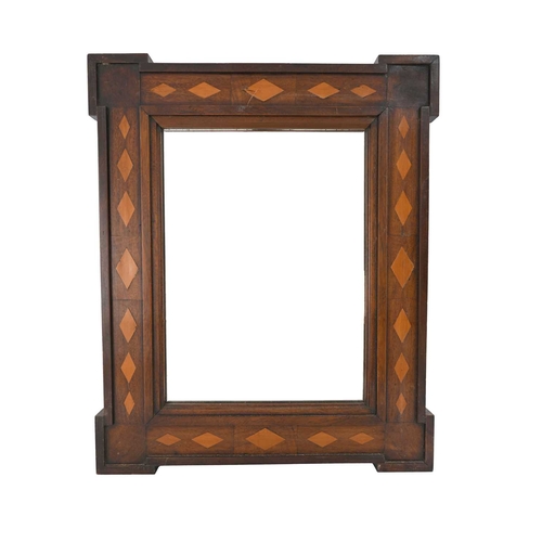 274 - A 19th Century mahogany pier glass, boxwood lozenge parquetry frame, 57 by 47cm