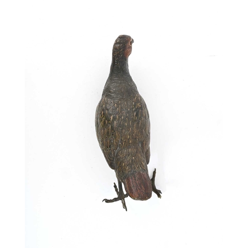 318 - Franz Xavier Bergman (Austrian, 1861-1936), model of an English Partridge, stamped B amphora mark, c... 