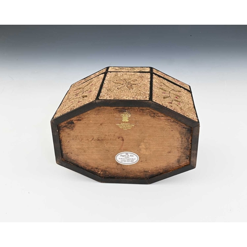 323 - A George III quill work or rolled paper tea caddy, circa 1790, of octagonal form, hinged cover with ... 