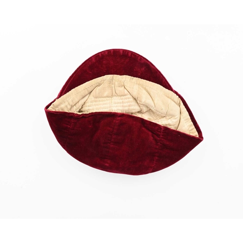 343 - Stanley Matthews, an England International football cap, 1934-35, red velvet embroidered in gold thr... 