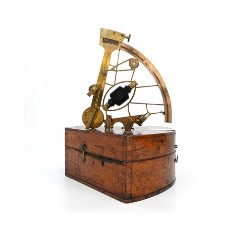 389 - John Clark & Son, Greenock, a 19th Century brass marine sextant, 0 to 150-degree demi-lune scale, se... 