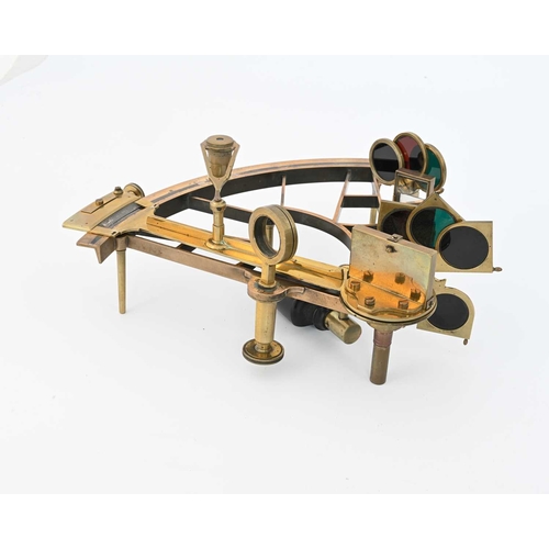 389 - John Clark & Son, Greenock, a 19th Century brass marine sextant, 0 to 150-degree demi-lune scale, se... 