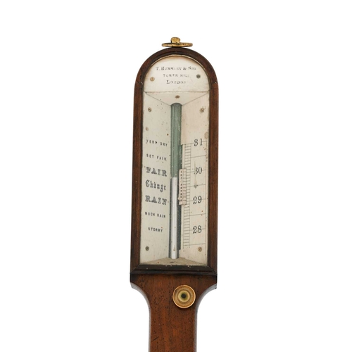 390 - T. Hemsley & Sons, Tower Hill, London, a 19th Century mahogany cased mercury marine stick barometer ... 