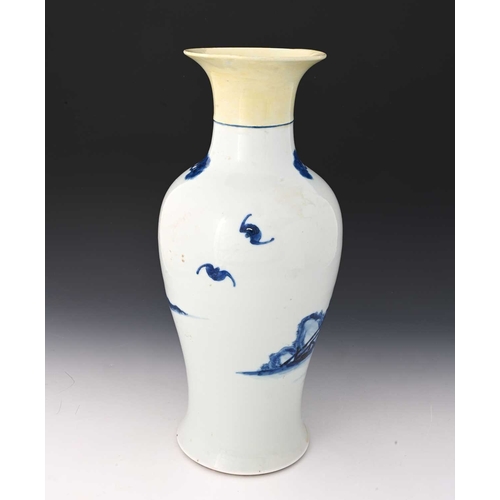 418 - A Chinese blue and white vase, shouldered inverse baluster form, decorated with an elder and attenda... 