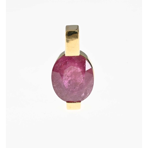 44 - An 18ct gold ruby single-stone pendant, ruby estimated weight 8.50ct, hallmarks for Birmingham 2006,... 