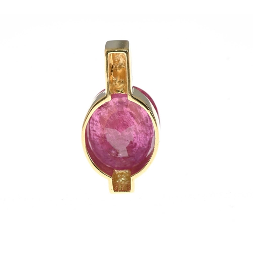 44 - An 18ct gold ruby single-stone pendant, ruby estimated weight 8.50ct, hallmarks for Birmingham 2006,... 