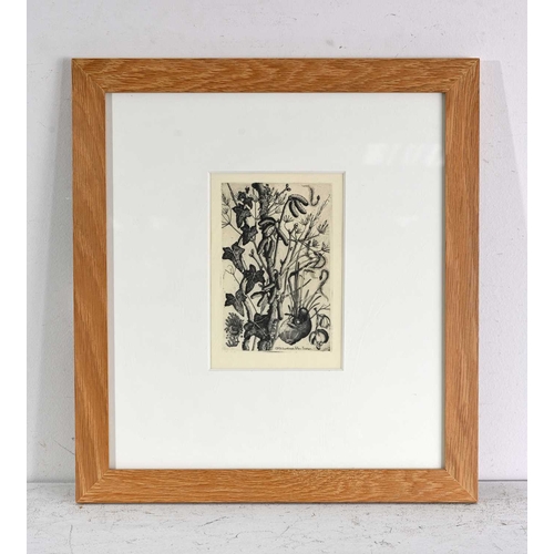 477 - Robin Tanner (British, 1904-1988), Christmas Card for 1929, titled verso, etching, 15 by 10cm, frame... 