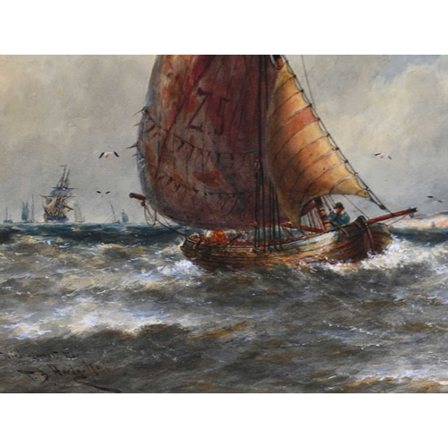 488 - Thomas Bush Hardy (British, 1842-1897), Wind Against Tide, signed, titled, and dated 1890 l.l., wate... 