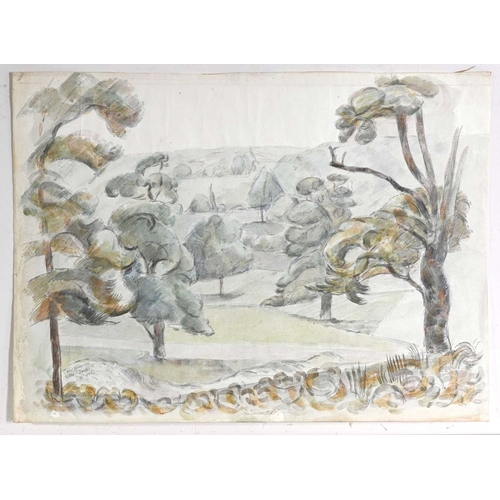 501 - Lawrence Scarfe (British, 1914-1993), 'Oaks in Richmond Park, by Kingston Gate', signed l.r.,, title... 