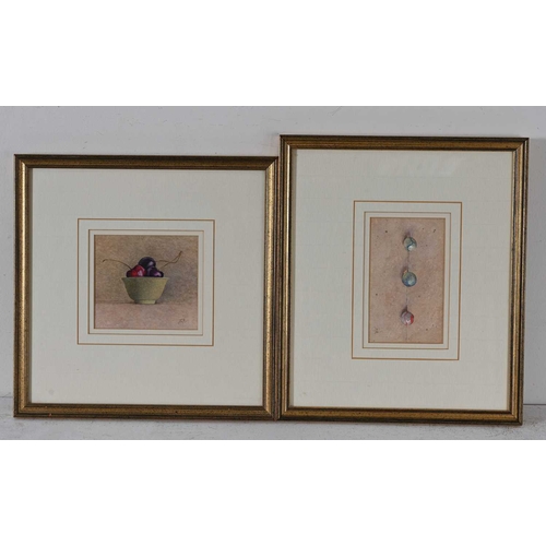 520 - Sue Read (British, 20th/21st Century), Shells & Glass; Cherries I and Marbles, three, all signed wit... 